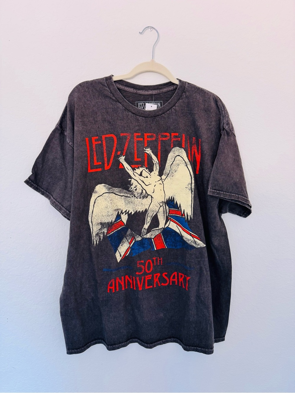 Urban Outfitters Black Led Zeppelin Graphic Tee with Red and Cream Accents